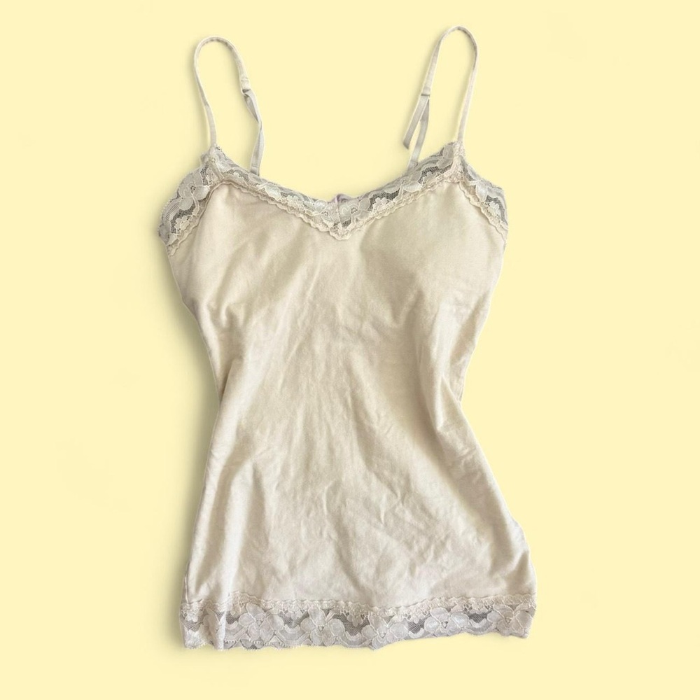 cream lace trim cami top